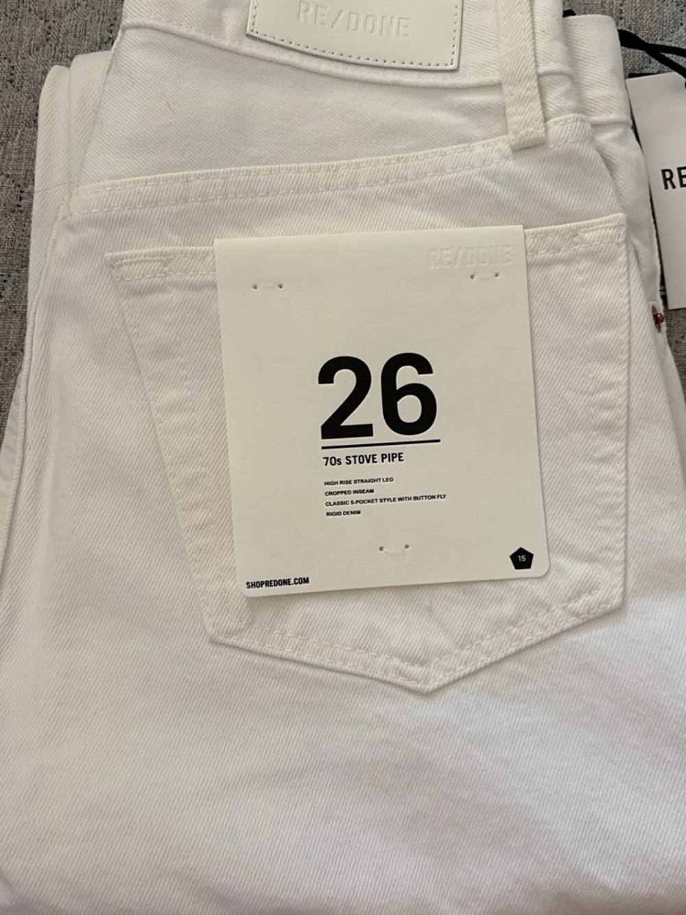 Re/Done White High-Rise Stove Pipe Jeans